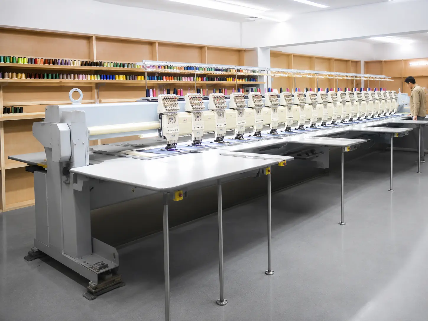 Embroidery department — custom logo and design stitching